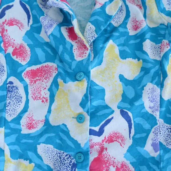 Vintage UMI Collections by Anne Crimmins  Teal Blouse & Midi Skirt Set Size 4 - Picture 4 of 15